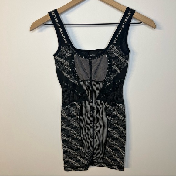 iets frans… Urban Outfitters Mini Dress with Zip and U Neck in Black/White, Sz S - Picture 4 of 11